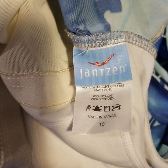 Vintage Jantzen Tropical Blue Retro Mod One-Piece Swim Bathing Suit - Picture 13 of 15